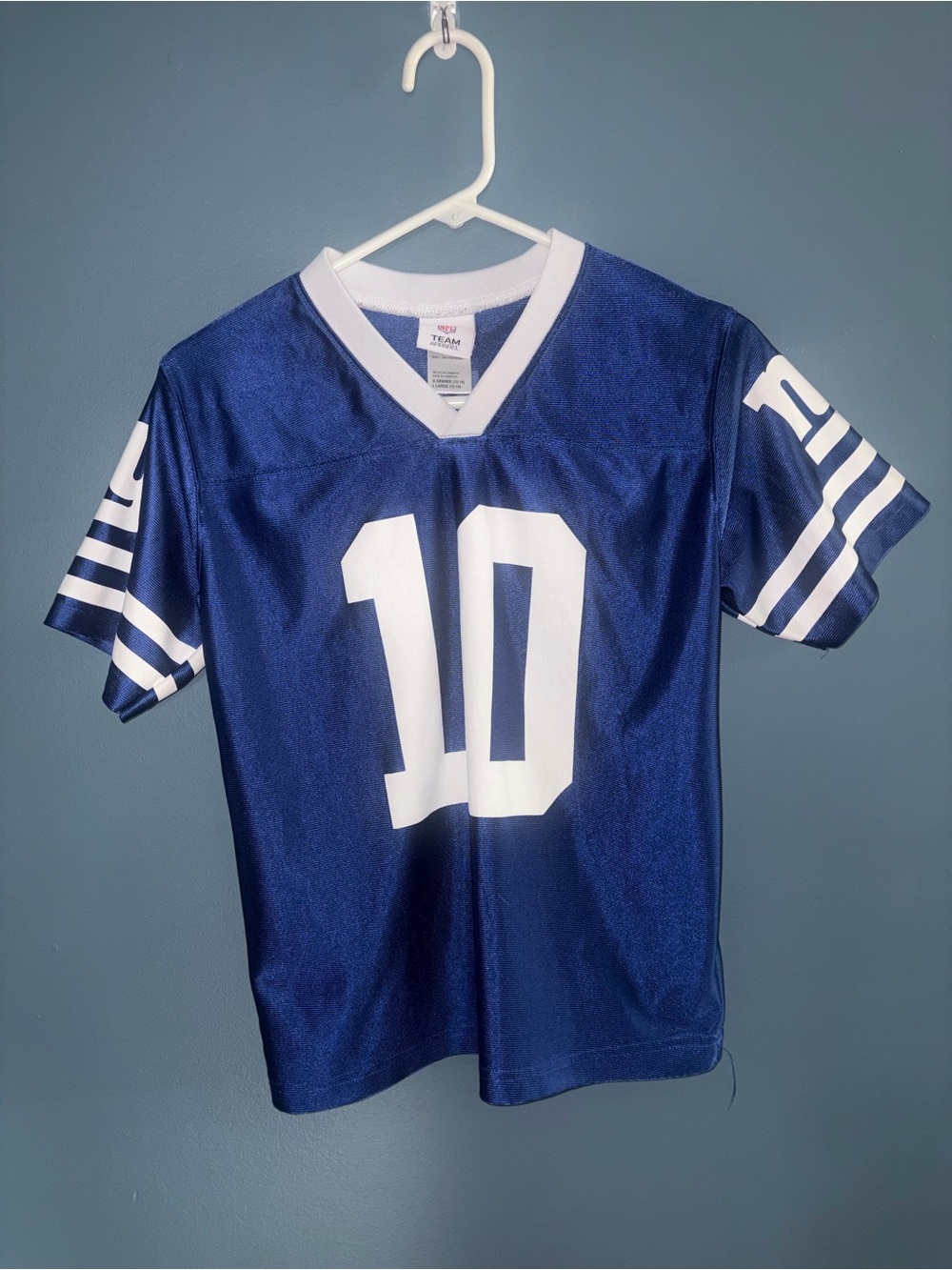 Blue NFL Team Apparel New York Giants jersey number 10 Eli Manning kids/youth L